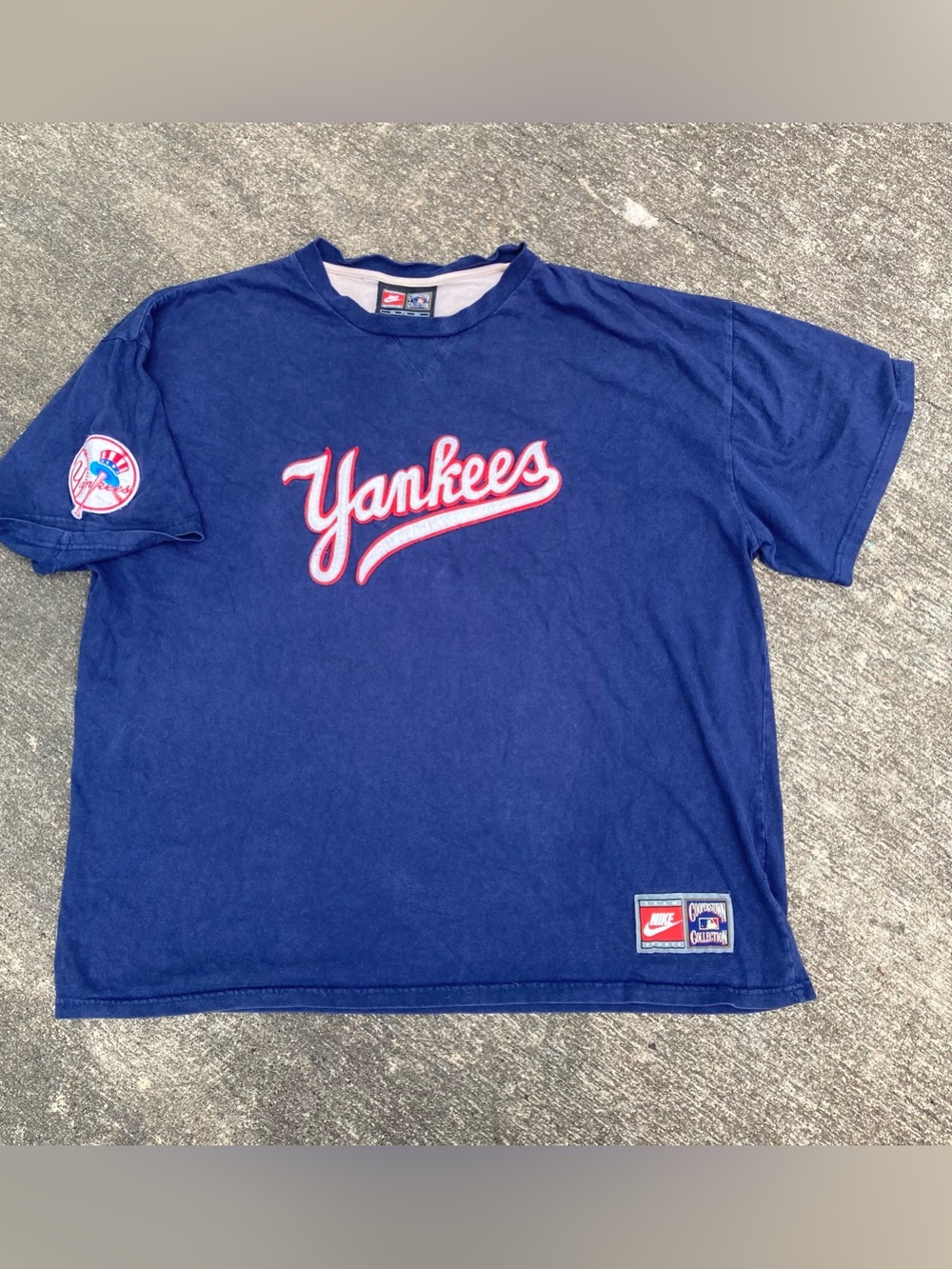 Vtg Y2K Nike New York Yankees Mens Shirt XXL 2XL Cooperstown Collection MLB Blue